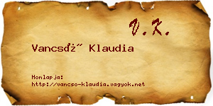Vancsó Klaudia névjegykártya